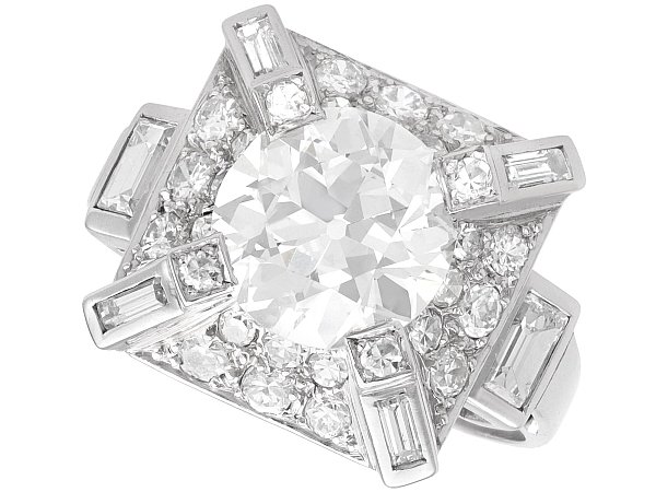Large Art Deco Platinum Diamond Ring for Sale