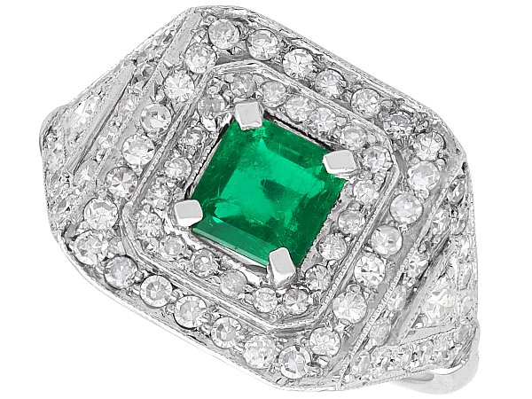 Square Emerald Cluster Ring in Platinum