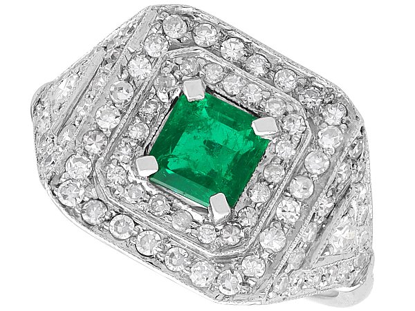 Square Emerald Cluster Ring in Platinum