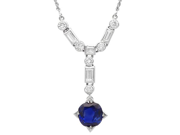 Art Deco Sapphire Pendant in Platinum
