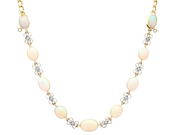 Victorian Opal Diamond Convertible Necklace Bracelet Set