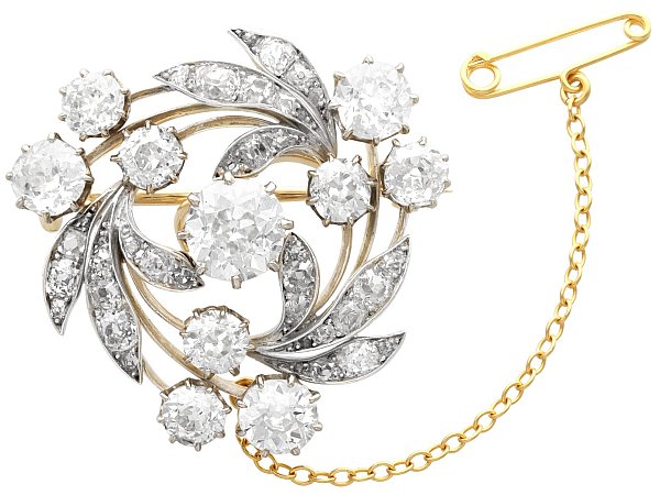Sheath Swirl Diamond Brooch Antique