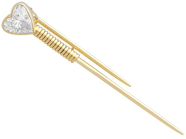 Vintage Heart Diamond Pin Brooch for Sale