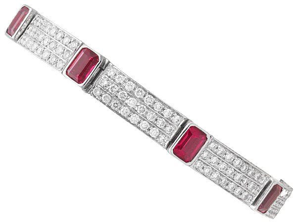 Pink Tourmaline and Diamond Bracelet in White Gold