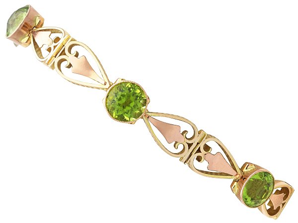 Art Nouveau Peridot Bracelet in Gold for Sale