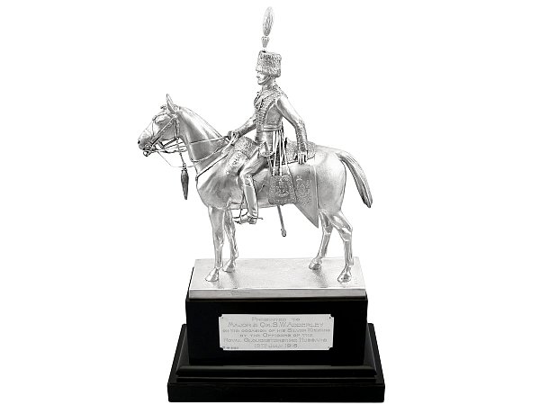Equestrian Silver Horse and Royal Hussar Officer Figure