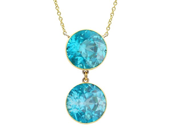 Blue Zircon Pendant in Yellow Gold for Sale
