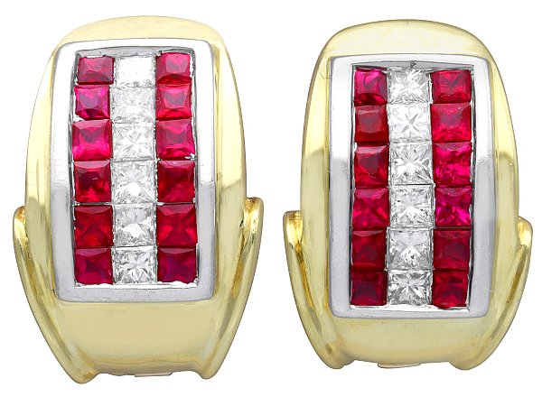 Ruby and Diamond Earrings in Yellow Gold