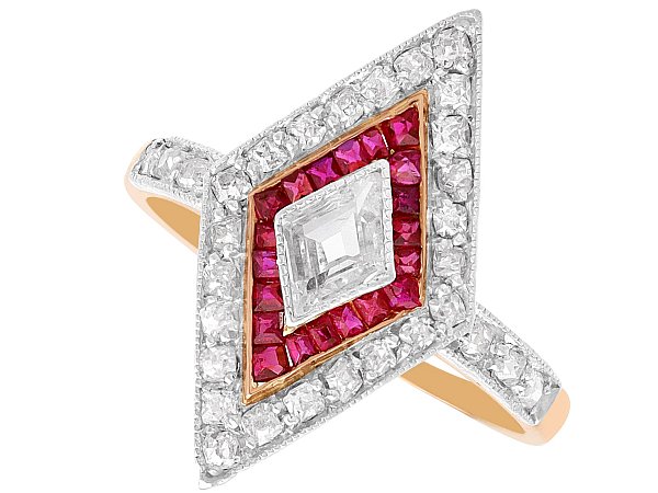 Edwardian Ruby and Diamond Ring - Lozenge Shaped