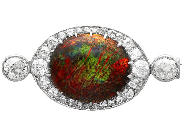 Boulder Opal Brooch with Diamonds