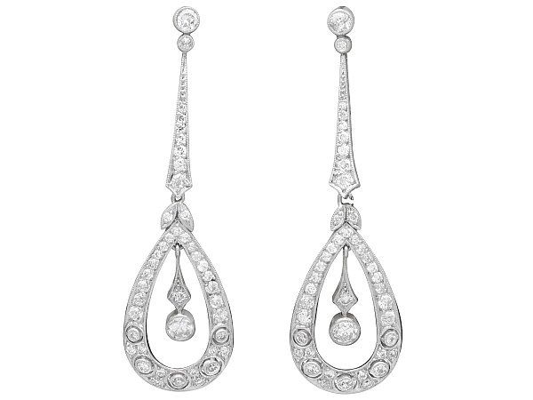 Art Deco Diamond Drop Earrings for Sale