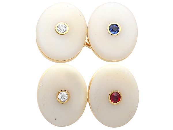 Antique Agate and Gemstone Cufflinks in Gold