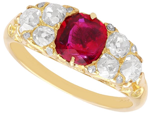 Antique Gold Ruby Diamond Ring for Sale