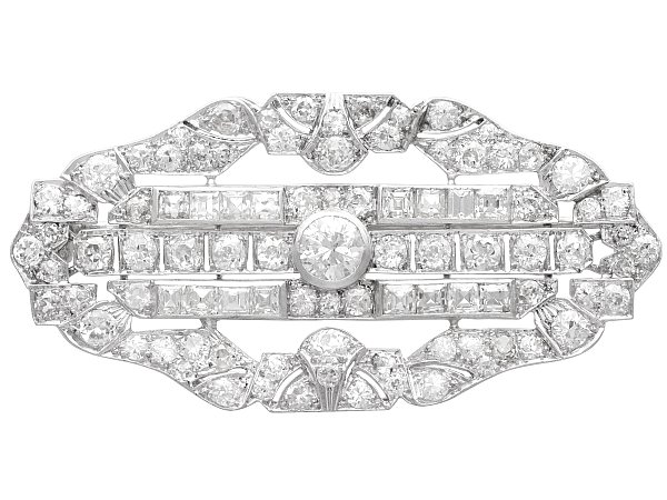 Platinum Antique Diamond Brooch - Art Deco Style