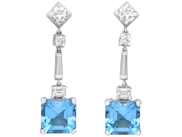 Art Deco Aquamarine Drop Earrings