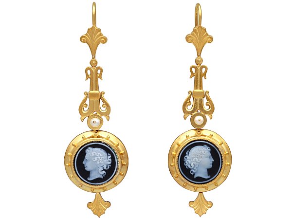 22k Gold Cameo Earrings