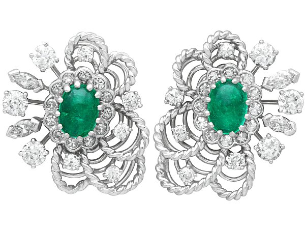 Fine Vintage Emerald Earrings with Diamonds