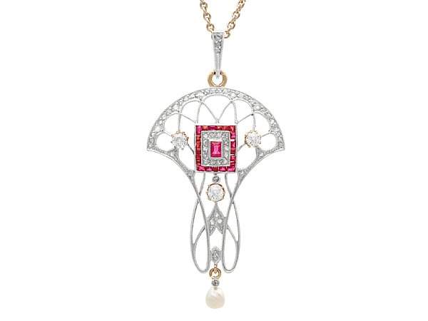 Ruby and Diamond Openwork Pendant