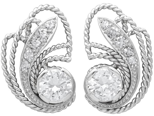 Antique Diamond Swirl Earrings in Platinum