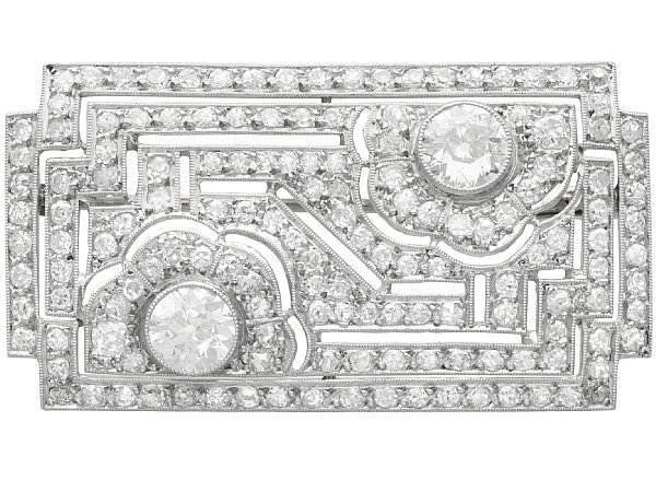 Platinum Geometric Diamond Brooch Antique