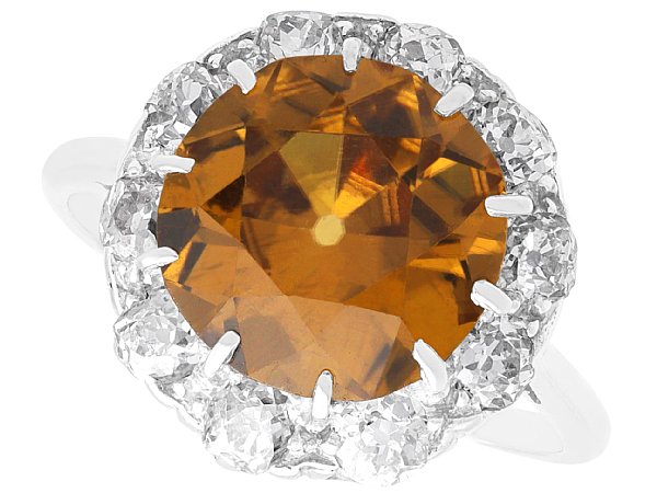 Platinum Zircon and Diamond Cluster Ring for Sale