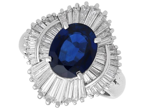 3ct Oval Sapphire Ballerina Ring in Platinum