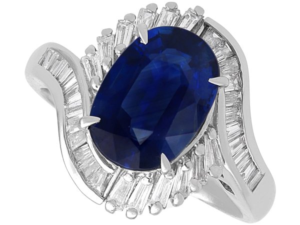 Sapphire and Diamond Halo Bypass Ring
