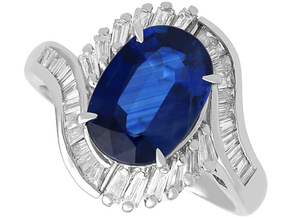 Sapphire and Diamond Halo Bypass Ring