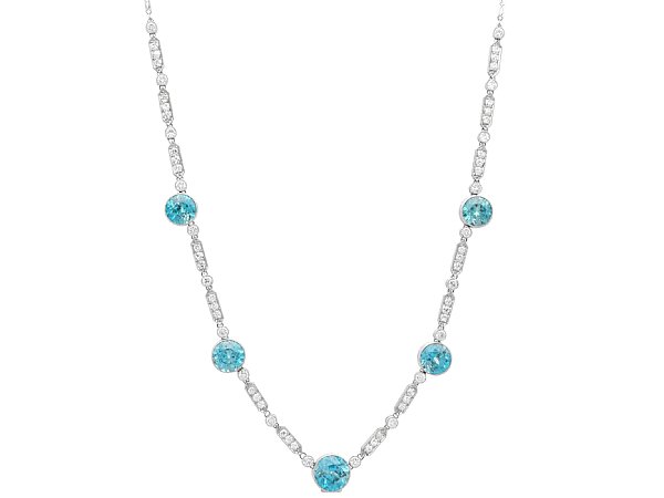 Antique Zircon and Diamond Chain Necklace 