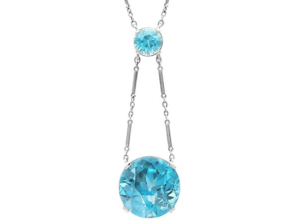 18ct White Gold Zircon Pendant from 1920s 