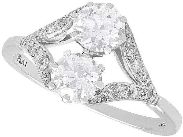 Platinum Antique Two Stone Ring for sale