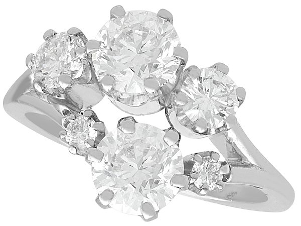 Diamond Crossover Cluster Ring in Platinum