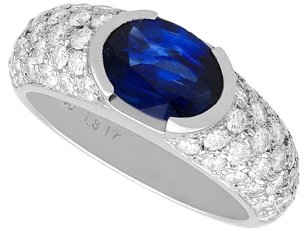 Vintage Half Bezel Sapphire and Diamond Ring 