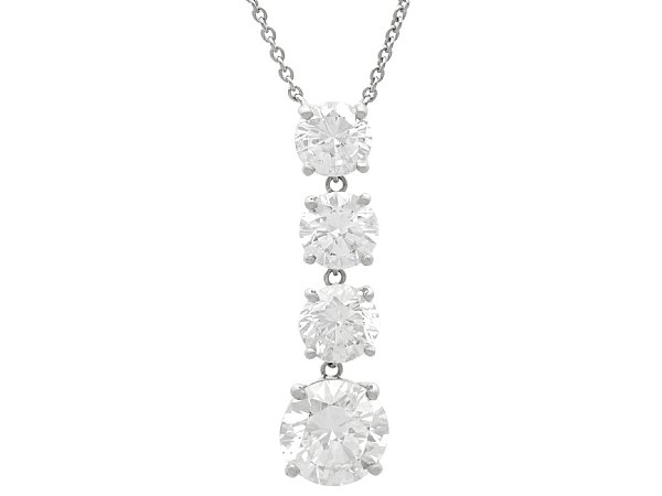4 Diamond Drop Pendant Necklace in Platinum