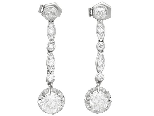 1930s Platinum Diamond Drop Earrings