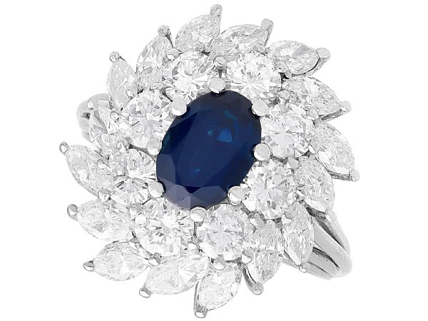 Mid-20th Century Sapphire and Diamond Cocktail Ring
