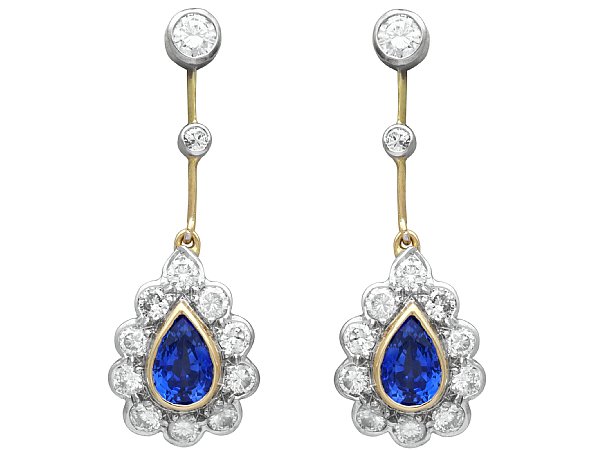 Pear Sapphire Drop Earrings in Yellow Gold