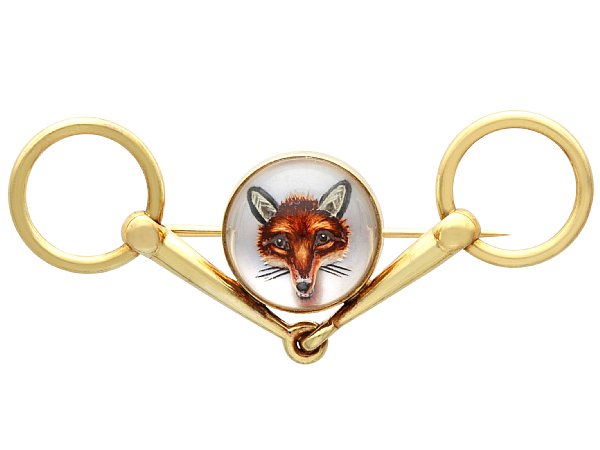 Victorian Crystal Fox Brooch in Gold