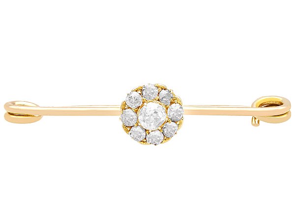 1900s Yellow Gold Diamond Bar Brooch