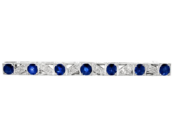 Antique Sapphire and Diamond Bar Brooch