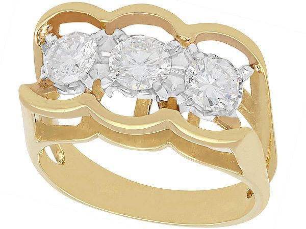 Vintage Yellow Gold Three Stone Ring