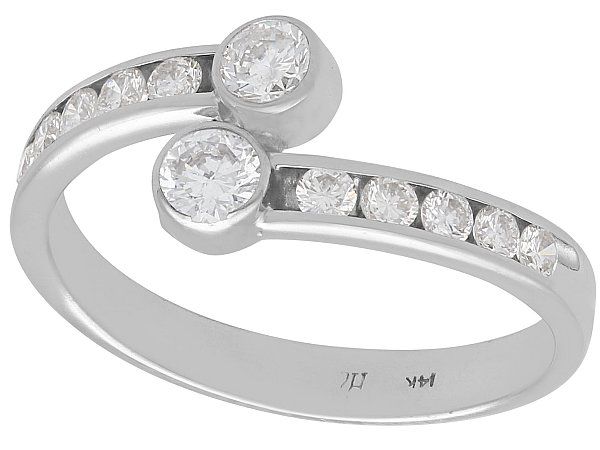 Vintage Diamond Twist Ring White Gold