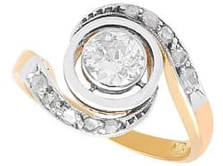 0.60ct Diamond and 18ct Yellow Gold Twist Ring - Antique Circa 1900