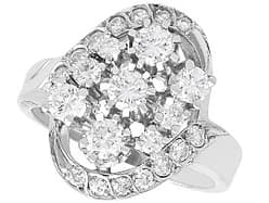 1.76ct Diamond and 14ct White Gold Dress Ring - Vintage Circa 1950