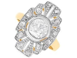 1.46ct Diamond and 14ct Yellow Gold Dress Ring - Art Deco - Antique Circa 1930
