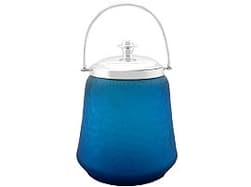 Sterling Silver and Blue Glass Biscuit Barrel - Antique Victorian (1896)