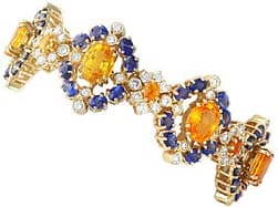 33.63ct Yellow and Blue Sapphire, 8.50ct Diamond and 18ct Yellow Gold Bracelet - Contemporary (2000)