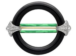 Art Deco 38.00ct Onyx, Enamel,  Diamond, 14ct Yellow Gold Brooch