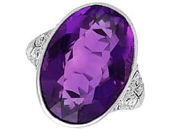 Antique 13.41ct Amethyst and Diamond, Platinum Ring