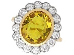 7.00ct Basaltic Yellow Sapphire and 1.92ct Diamond, 18ct Yellow Gold Cluster Ring